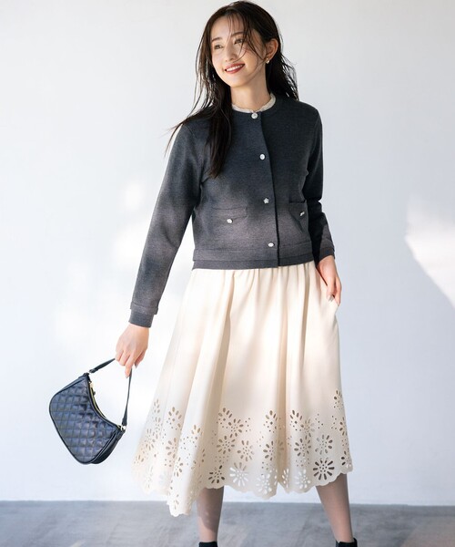 「組曲」 ニットカーディガン 6 ベージュ レディース_画像9