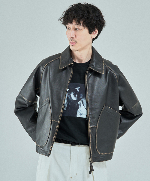 CCU（シーシーユー） 革ジャン ライダース 別注 Sheep ”Rub”Leather