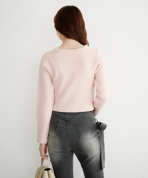 fupel ジャケット ノーカラージャケット gold button knit jacket