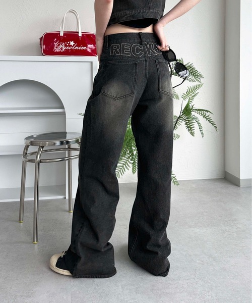 「sedacle girl」 ブーツカットデニムパンツ MEDIUM ブラック レディース_画像4