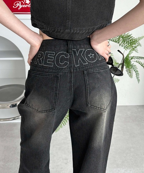 「sedacle girl」 ブーツカットデニムパンツ MEDIUM ブラック レディース_画像5