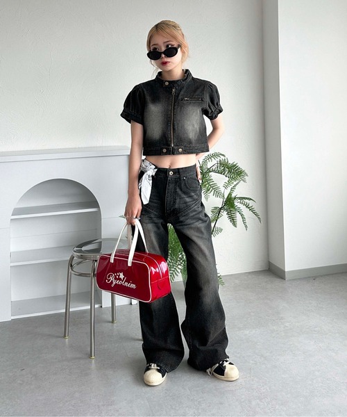 「sedacle girl」 ブーツカットデニムパンツ MEDIUM ブラック レディース_画像7