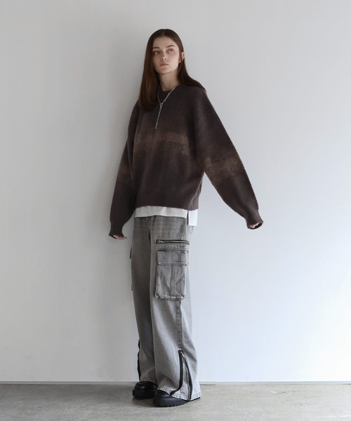 「SOCCE」 長袖ニット S ブラウン メンズ_画像8