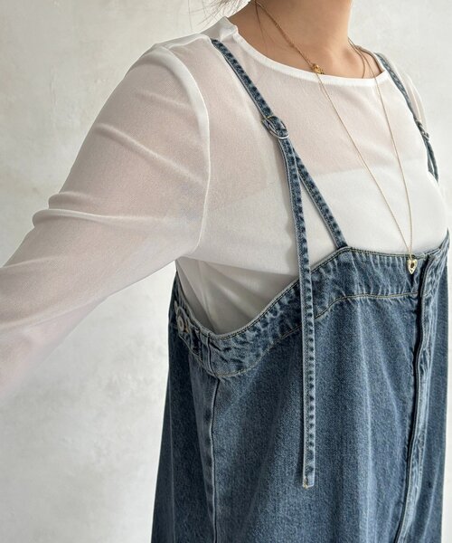 DouDou（ドゥドゥ） オールインワン センタープレスデニムサロペット