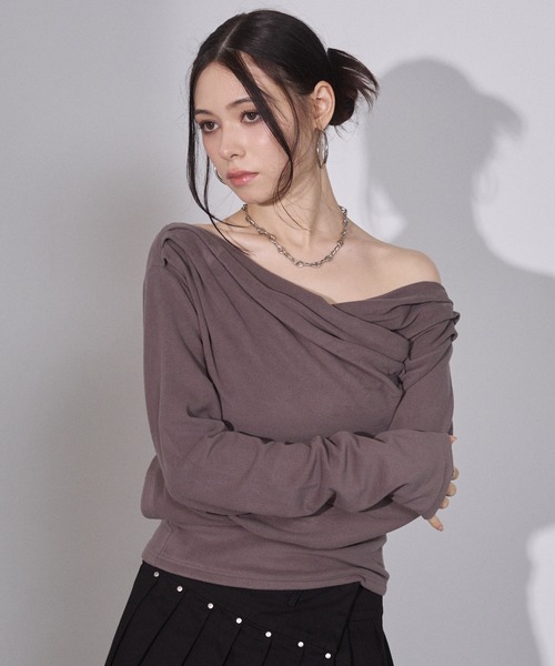 「ENVYM」 長袖カットソー FREE ネイビー レディース_画像3