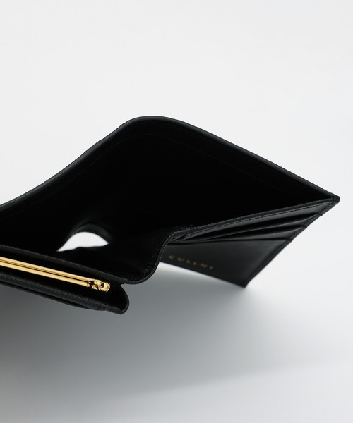 二つ折り財布 財布 Leather Clasp Belt Wallet メンズ レディースの画像