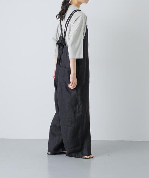 美品✨2024SS かぐれ ワイドオールインワン　サロペット　リネン かぐれ サロペット オーバーオール リネンサロペット レディース