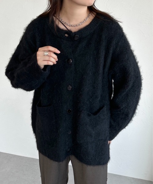 「apres jour mignon」 ニットカーディガン X-LARGE チャコールグレー レディース_画像3