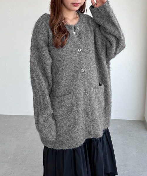 「apres jour mignon」 ニットカーディガン X-LARGE チャコールグレー レディース_画像4
