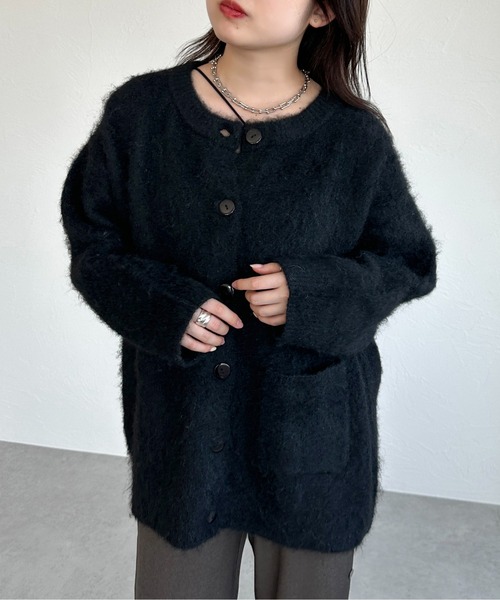 「apres jour mignon」 ニットカーディガン X-LARGE チャコールグレー レディース_画像5