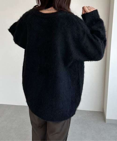 「apres jour mignon」 ニットカーディガン X-LARGE チャコールグレー レディース_画像7