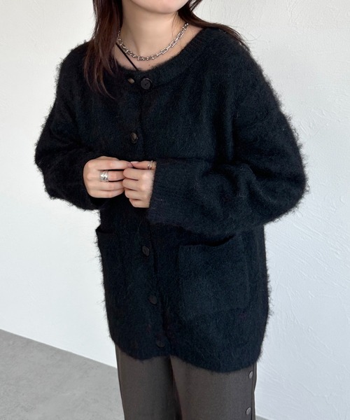 「apres jour mignon」 ニットカーディガン X-LARGE チャコールグレー レディース_画像8