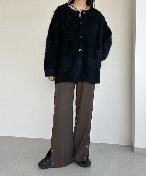 「apres jour mignon」 ニットカーディガン X-LARGE チャコールグレー レディース_画像9
