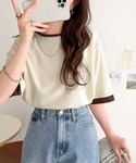 tシャツ 半袖 異素材と配色で上品に華やぐ。ふ...の詳細画像5