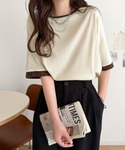 tシャツ 半袖 異素材と配色で上品に華やぐ。ふ...の詳細画像2