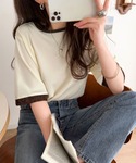 tシャツ 半袖 異素材と配色で上品に華やぐ。ふ...の詳細画像3
