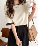tシャツ 半袖 異素材と配色で上品に華やぐ。ふ...の詳細画像4