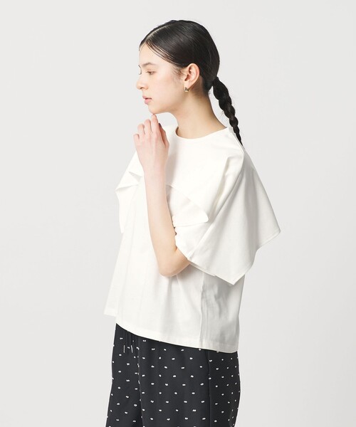 tシャツ 「WEB限定 Wardrobe DAILY MINIMAL」ケープフリル ショートスリーブプルオーバー UVカット 接触冷感 レディースの画像