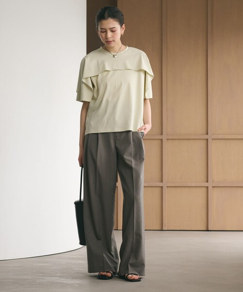tシャツ 「WEB限定 Wardrobe DAILY MINIMAL」ケープフリル ショートスリーブプルオーバー UVカット 接触冷感 レディースの画像