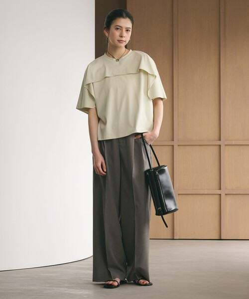 tシャツ 「WEB限定 Wardrobe DAILY MINIMAL」ケープフリル ショートスリーブプルオーバー UVカット 接触冷感 レディースの画像