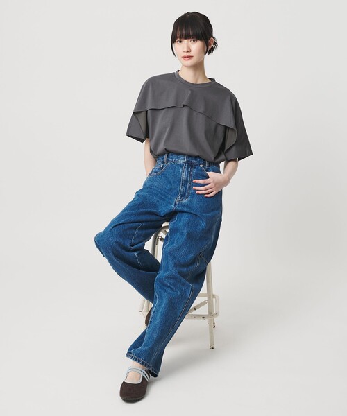 tシャツ 「WEB限定 Wardrobe DAILY MINIMAL」ケープフリル ショートスリーブプルオーバー UVカット 接触冷感 レディースの画像