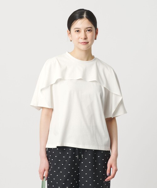 tシャツ 「WEB限定 Wardrobe DAILY MINIMAL」ケープフリル ショートスリーブプルオーバー UVカット 接触冷感 レディースの画像