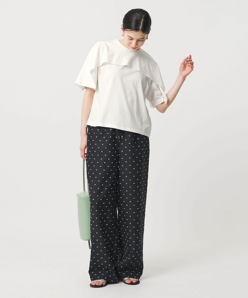 tシャツ 「WEB限定 Wardrobe DAILY MINIMAL」ケープフリル ショートスリーブプルオーバー UVカット 接触冷感 レディースの画像