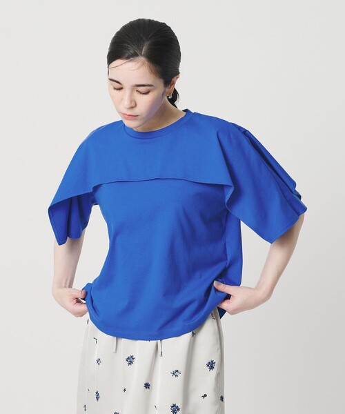 tシャツ 「WEB限定 Wardrobe DAILY MINIMAL」ケープフリル ショートスリーブプルオーバー UVカット 接触冷感 レディースの画像