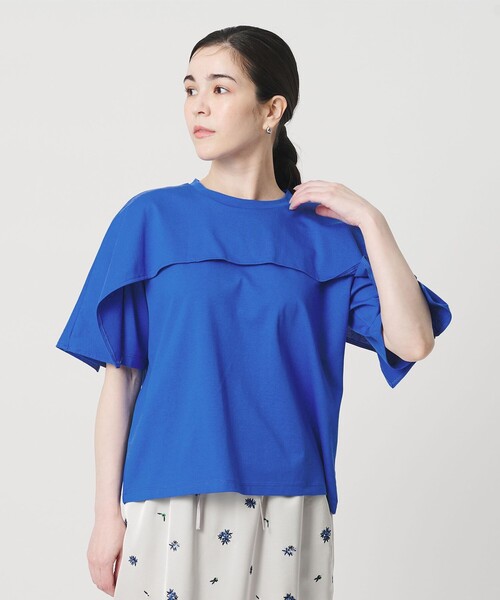 tシャツ 「WEB限定 Wardrobe DAILY MINIMAL」ケープフリル ショートスリーブプルオーバー UVカット 接触冷感 レディースの画像