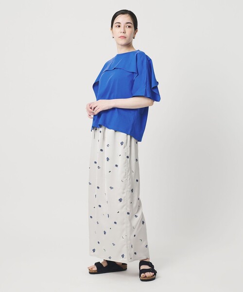 tシャツ 「WEB限定 Wardrobe DAILY MINIMAL」ケープフリル ショートスリーブプルオーバー UVカット 接触冷感 レディースの画像
