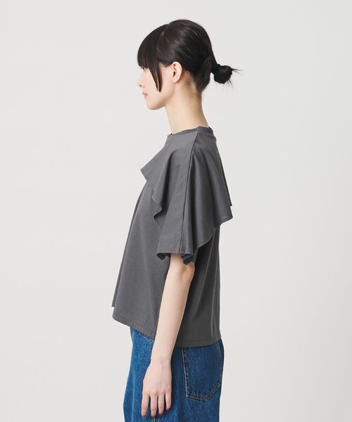 tシャツ 「WEB限定 Wardrobe DAILY MINIMAL」ケープフリル ショートスリーブプルオーバー UVカット 接触冷感 レディースの画像