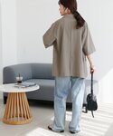 ブラウス シャツ ライトテックリネン半袖シャツ...の詳細画像3