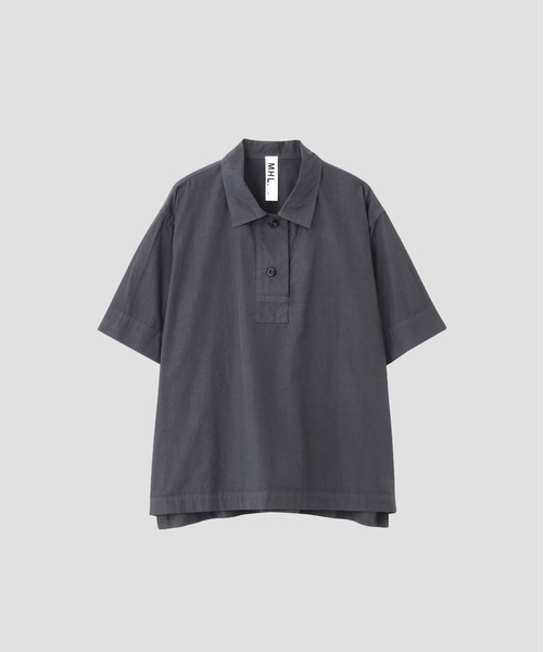 MHL.（エムエイチエル） ブラウス シャツ 半袖 COMPACT COTTON POPLIN