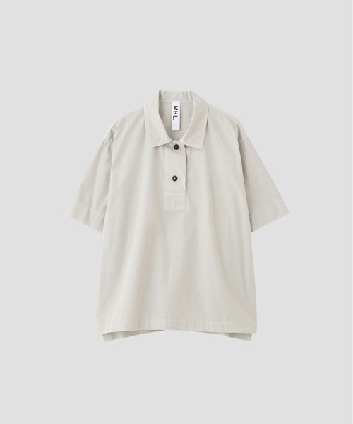 MHL.（エムエイチエル） ブラウス シャツ 半袖 COMPACT COTTON POPLIN