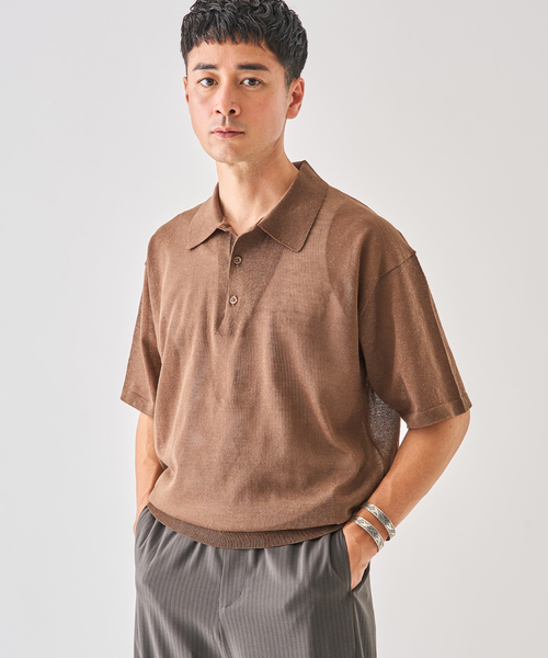 EDIFICE（エディフィス） ポロシャツ 半袖 LINEN LUXE ニット ポロ