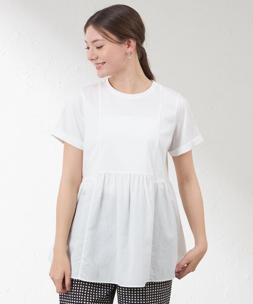 AMACA（アマカ） tシャツ 半袖 切替チュニックカットソー レディース