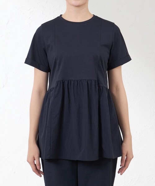 アーツアンドサイエンス トップス　チュニック　カットソー　半袖 AMACA（アマカ） tシャツ 半袖 切替チュニックカットソー レディース