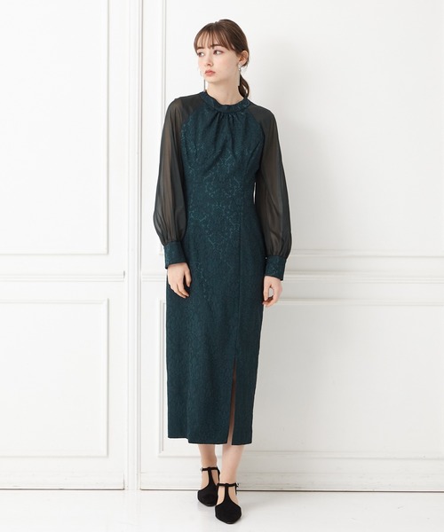 「AIMER」 7分袖ワンピース SMALL グリーン レディース_画像6