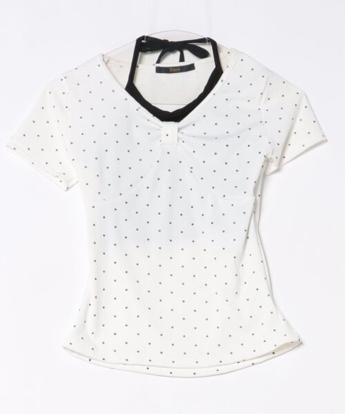 tシャツ ドット柄 ×V ネック  半袖 T シャツ レディース | ブランド登録なし | 19