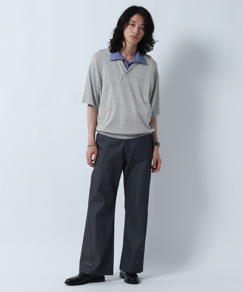 RAGEBLUE（レイジブルー） ワイドパンツ スラックス CURVE SEAM RIVET