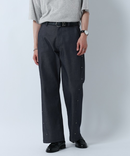 RAGEBLUE（レイジブルー） ワイドパンツ スラックス CURVE SEAM RIVET