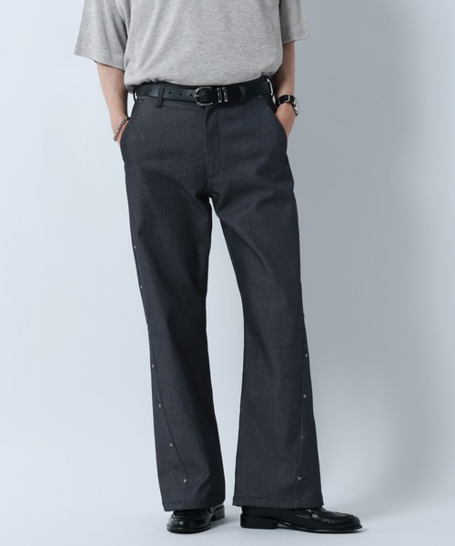 RAGEBLUE（レイジブルー） ワイドパンツ スラックス CURVE SEAM RIVET
