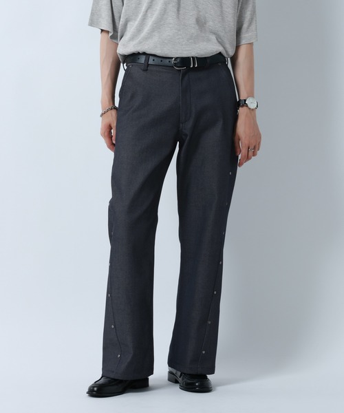 RAGEBLUE（レイジブルー） ワイドパンツ スラックス CURVE SEAM RIVET