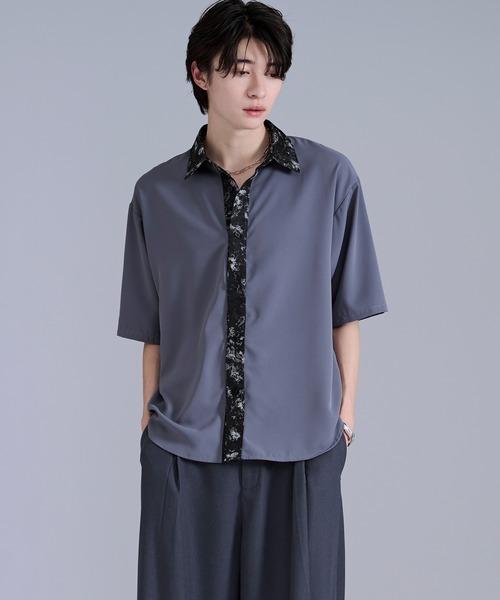 Ellno Loset（エルノロゼット） シャツ 半袖 ニュアンスジャガード