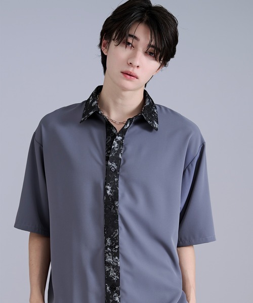 Ellno Loset（エルノロゼット） シャツ 半袖 ニュアンスジャガード