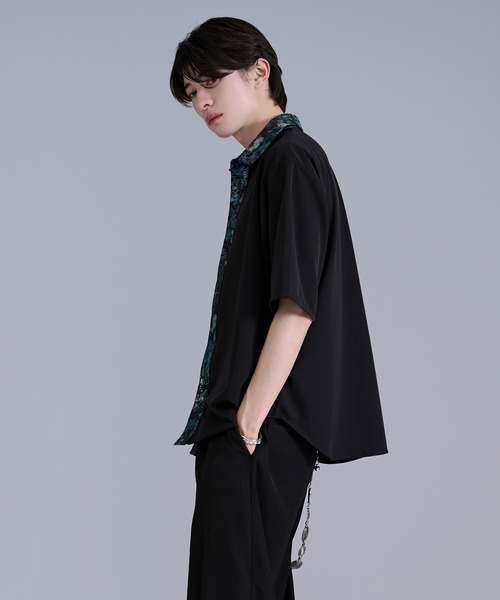 キズ　ELISETシャツ Ellno Loset（エルノロゼット） シャツ 半袖 ニュアンスジャガード