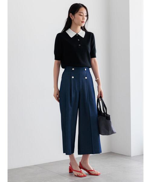 「Te chichi」 クロップドパンツ S ネイビー レディース_画像9
