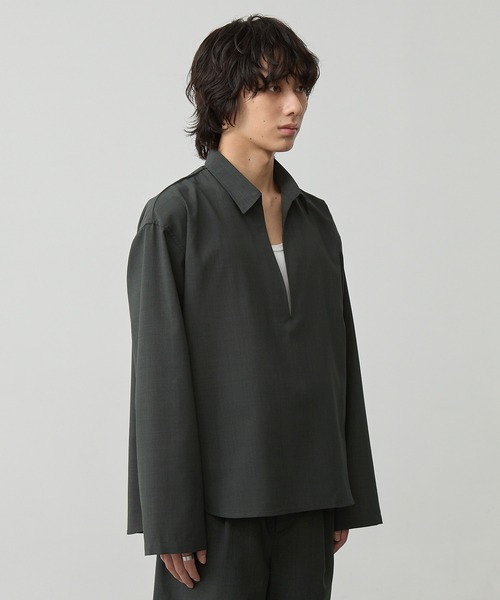 「CALLNE」 長袖シャツ L チャコールグレー メンズ_画像3