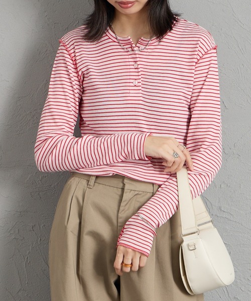 MEYAME（メヤメ） ヘンリーネック tシャツ ソフトリブ ヘンリーネック