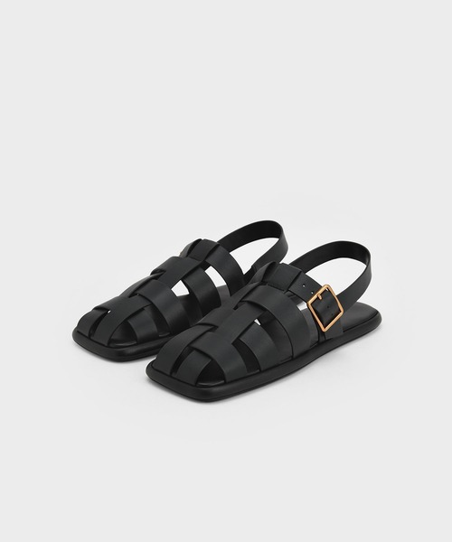 CHARLES ＆ KEITH サンダル メタリックバックルケージド